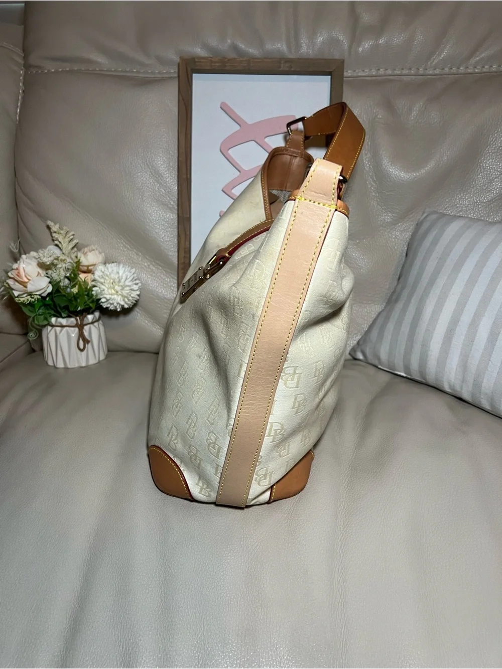 Vintage Dooney & Bourke Monogram Hobo Buckle Bag